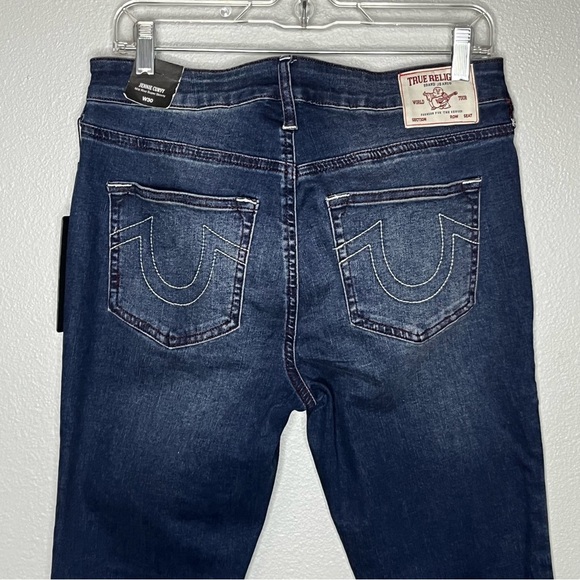True Religion Jennie Curvy Midrise Super Skinny Women 30 Blue Red Stitch NWT - Picture 6 of 9